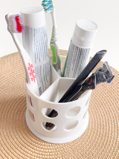 360 Rotatable Bathroom Organizer – Plastic Holder for Toothbrush, Toothpaste, Shaver & More