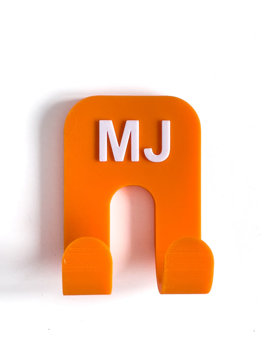 Towel Holder for 2 Towels – Wall Mount with Initials | Personalized Bathroom Hook | Multiple Colors | Plastic Towel Hanger