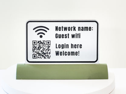 Stand for table- Wifi network login with generated QR code