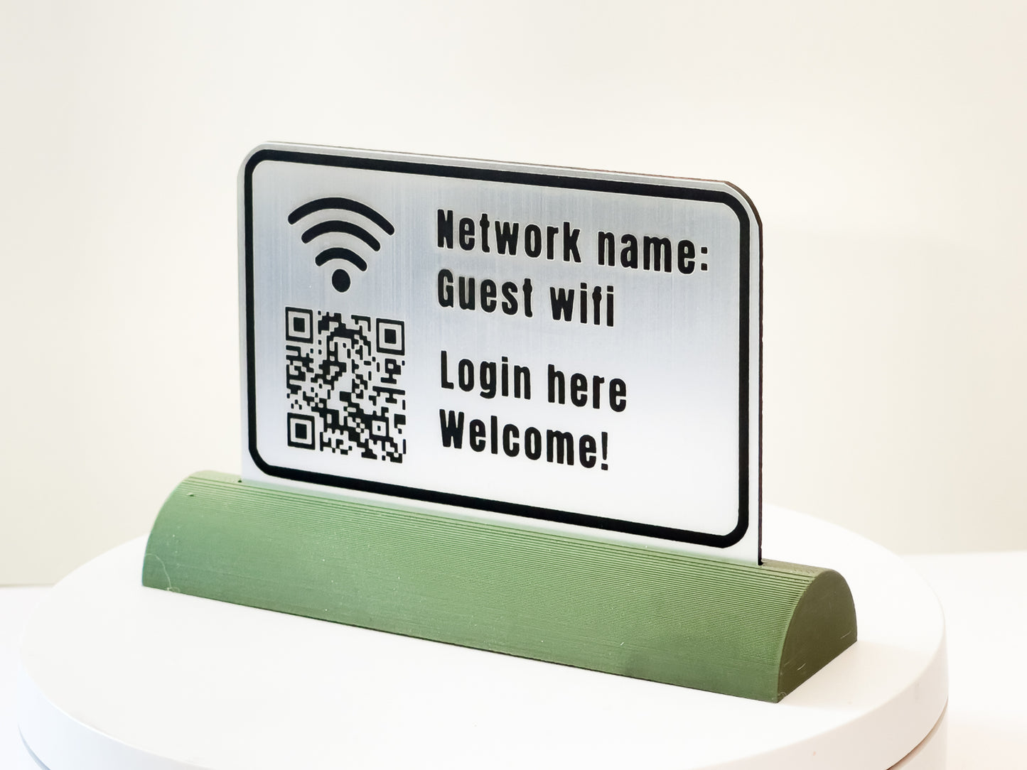 Stand for table- Wifi network login with generated QR code
