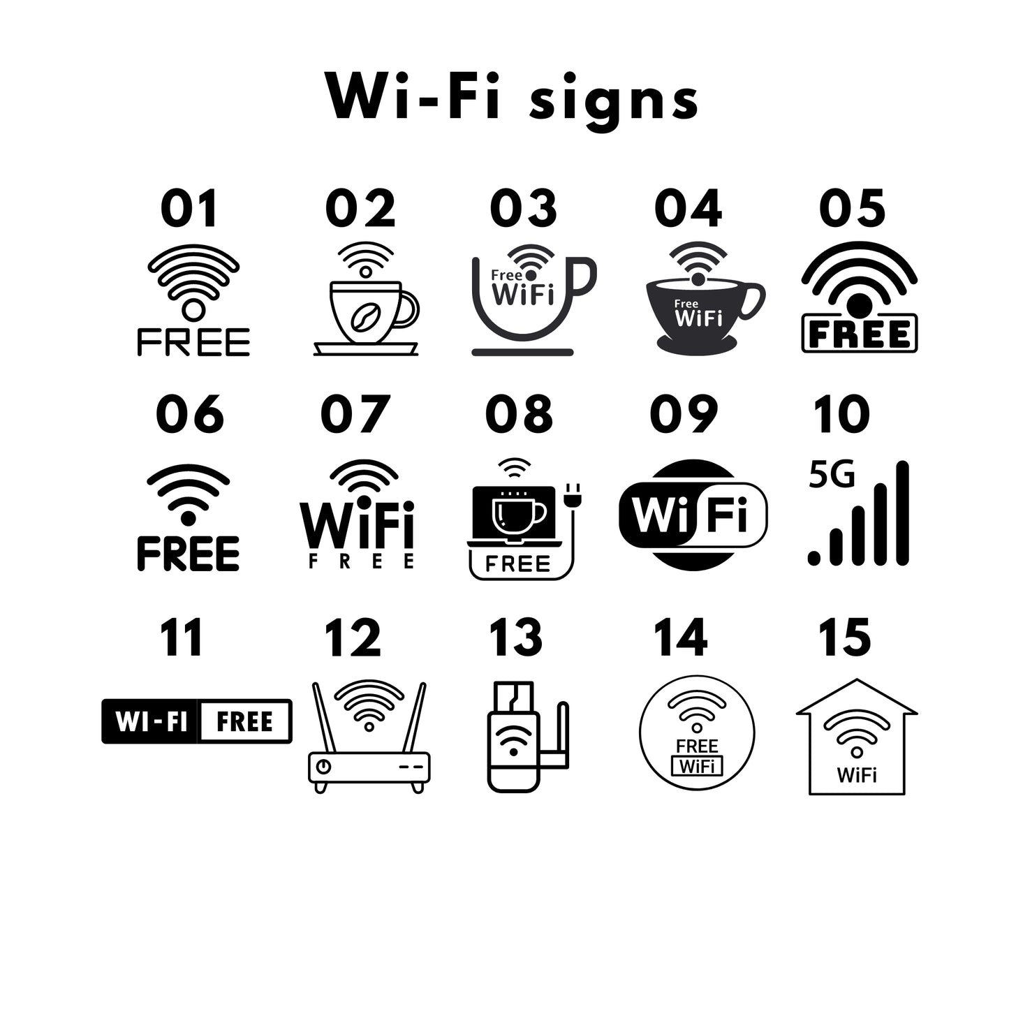 Free Wifi Sign 95mm. & Wifi Logo