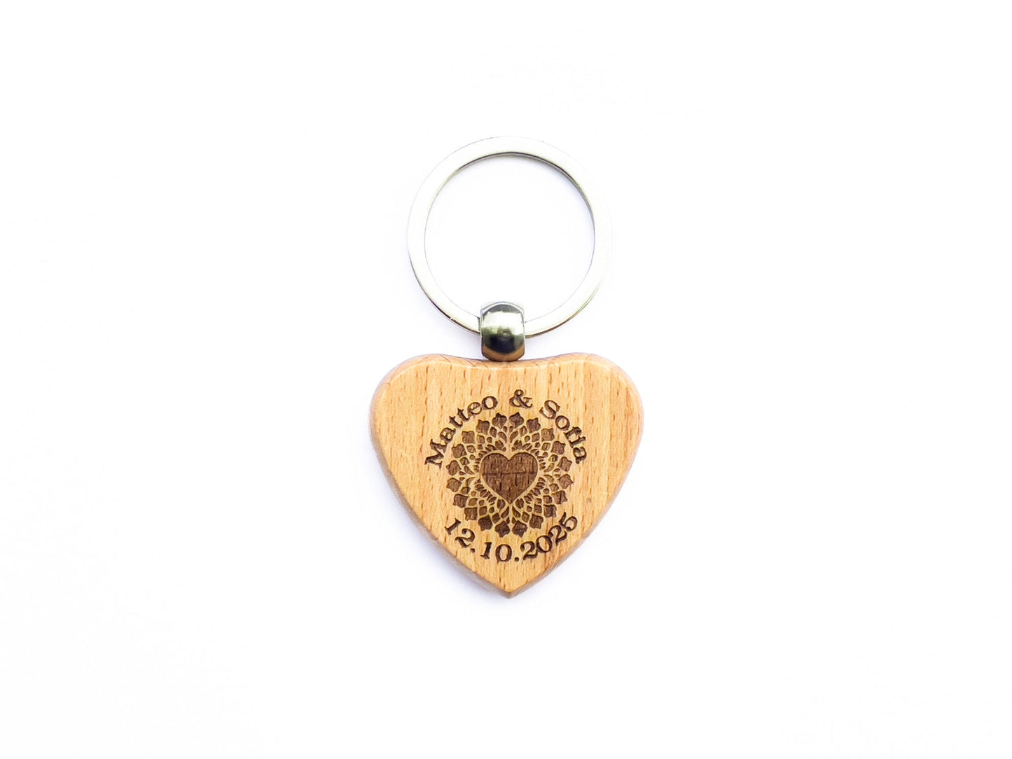 Personalized Engraved wooden heart keychain
