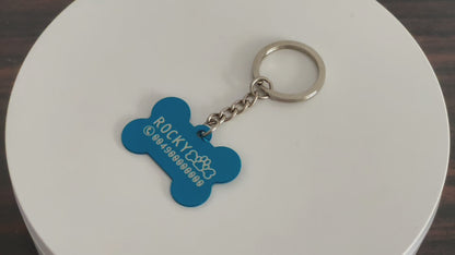 Dog tag with engraved personalized name from aluminium